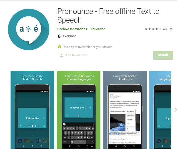 Pronounce-free offline text to speech app