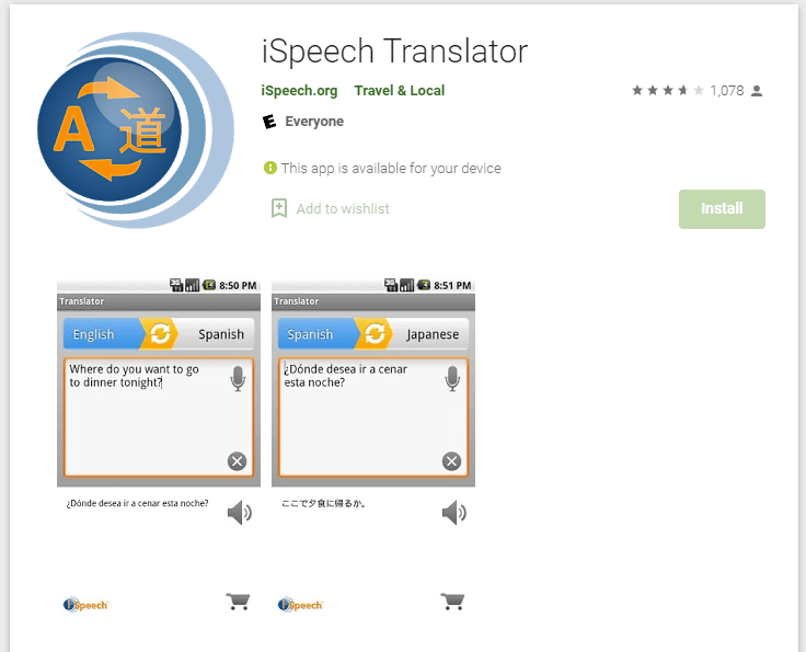 iSpeech Translator App